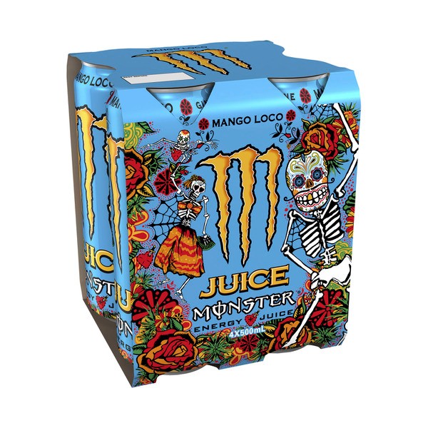 Monster Energy Mango Loco Multipack Cans 4 x 500mL | 4 Pack