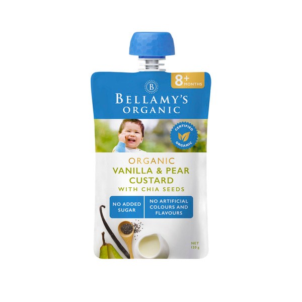 Bellamy's Organic  Vanilla & Pear Custard With Chia Seeds 8 + Months | 120g