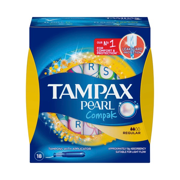 Tampax Pearl Compak Regular Tampon With Applicator | 18 pack