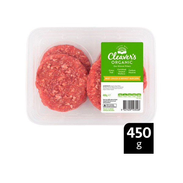 Cleaver's Organic Grass Fed Beef Burger Chuck & Brisket | 450g