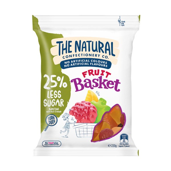 The Natural Confectionery Co. Reduced Sugar Fruit Basket Lollies | 220g