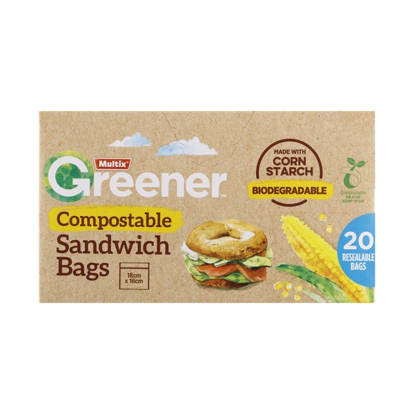 Multix Greener Compostable Sandwich Bags 20pk | 20 pack