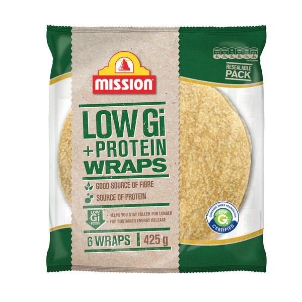 Mission Wraps Low Gi Wholemeal 6 Pack | 425g