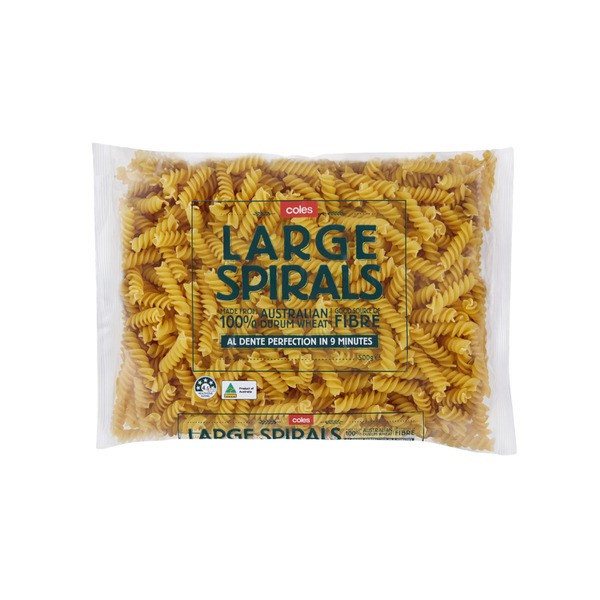 Coles Durum Wheat Pasta Large Spirals | 500g
