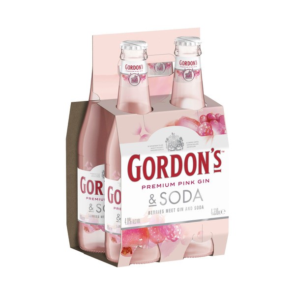 Gordons Pink Gin RTD Bottle 330mL | 4 Pack