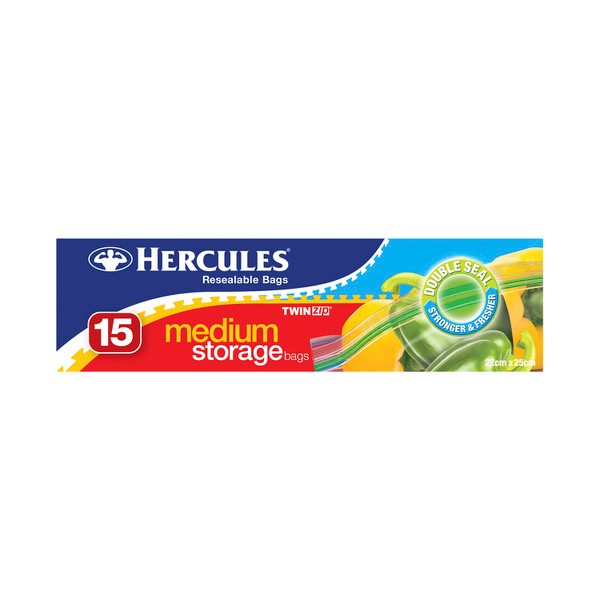 Hercules Twinzip Resealable Medium Storage Bags | 15 pack