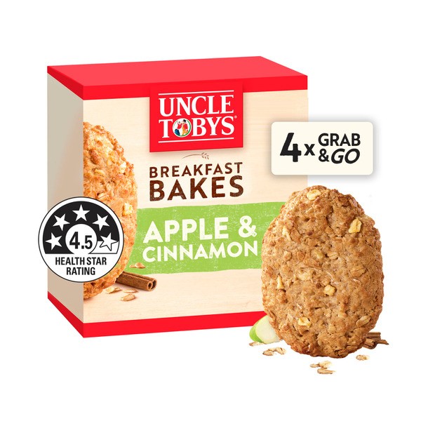 Uncle Tobys Breakfast Bakes Apple & Cinnamon Oats 4 pack | 260g