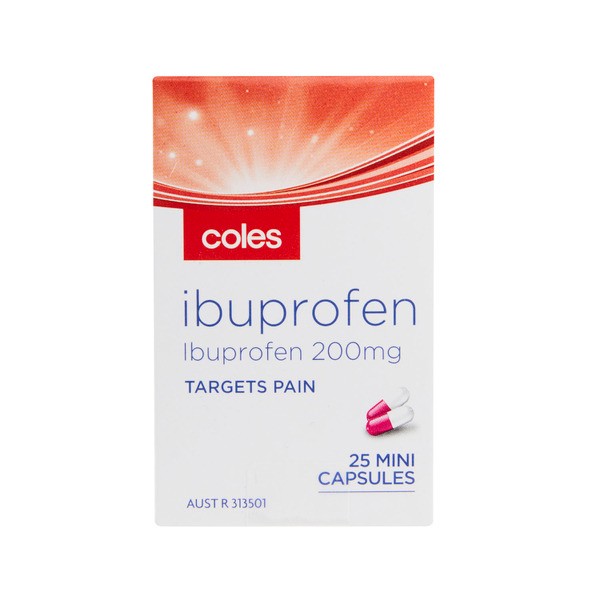 Coles Ibuprofen Mini Capsules Bottle | 25 pack