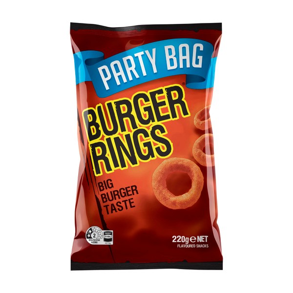 Burger Rings Burger Snacks Party Size Bag | 220g