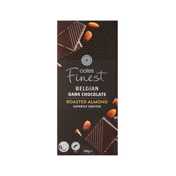 Coles Finest Belgian Dark Chocolate Block With Roasted Almond | 100g