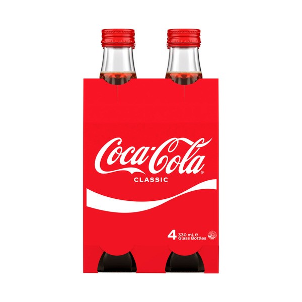Coca-Cola Classic Soft Drink Multipack Glass Bottles 4x330mL | 4 pack