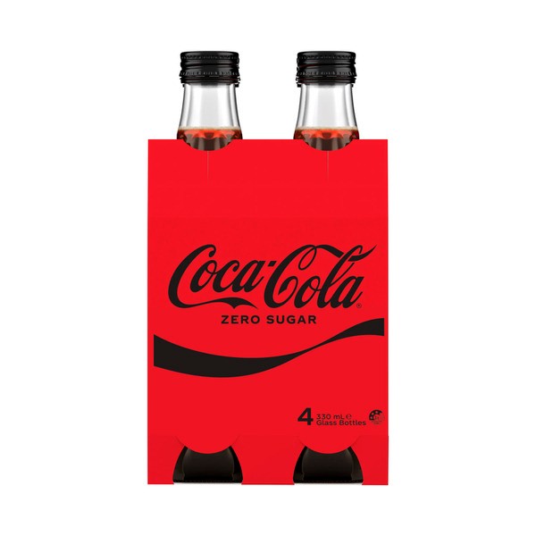 Coca-Cola Zero Sugar Soft Drink Multipack Glass Bottle 4x300mL | 4 pack