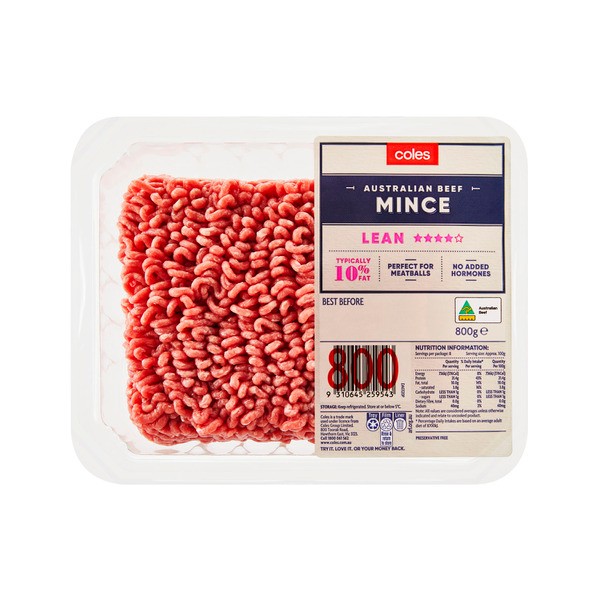 Coles No Added Hormone Beef 4 Star Lean Mince | 800g