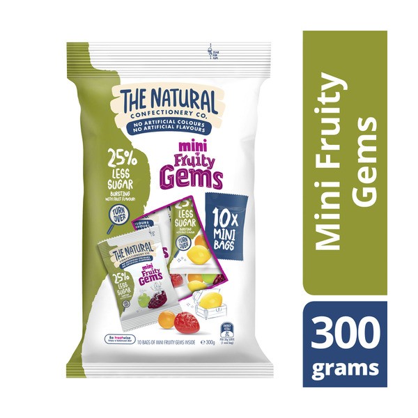 The Natural Confectionery Co. Reduced Sugar Mini Fruity Gems Lollies Multipack | 300g