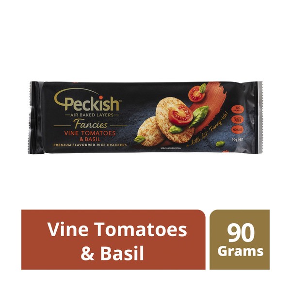 Peckish Gluten Free Fancies Vine Tomatoes & Basil Rice Crackers | 90g