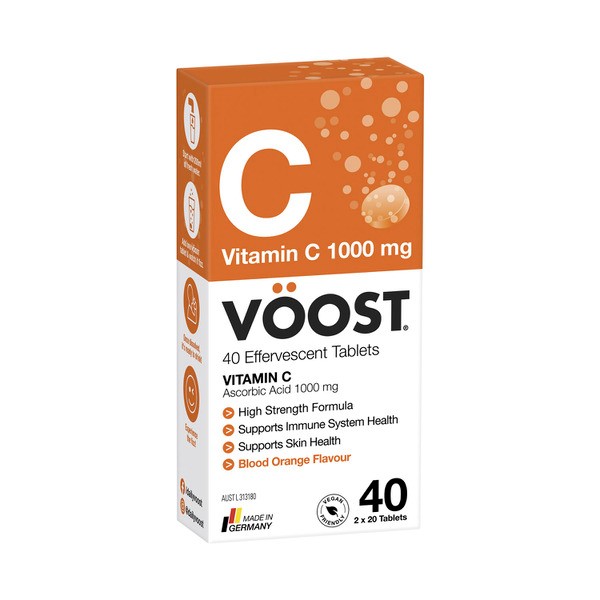 Voost Vitamin C 1000mg 40 Blood Orange Effervescent Tablets | 2 pack