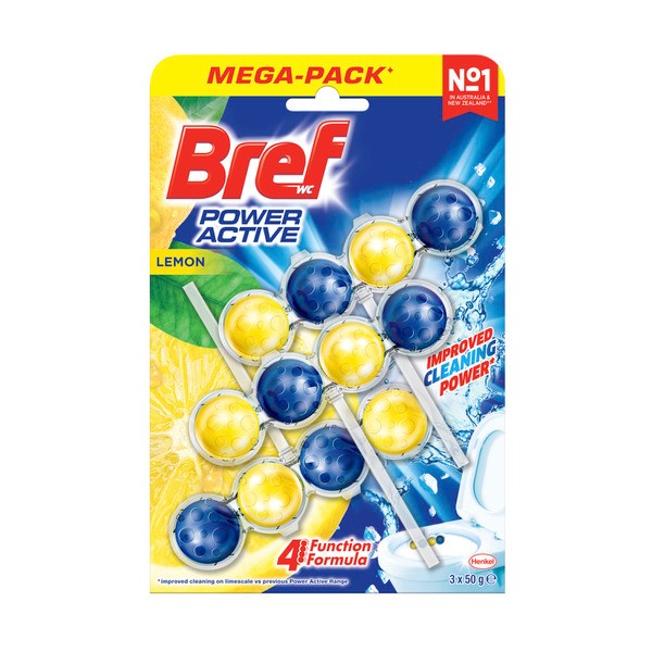 Bref Power Active Rim block Toilet Cleaner Juicy Lemon Triple Pack 3x50g | 3 pack