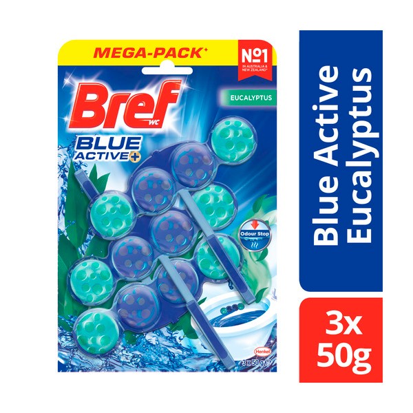 Bref Blue Active Rim block Toilet Cleaner Eucalyptus Triple Pack 3x50g | 3 pack