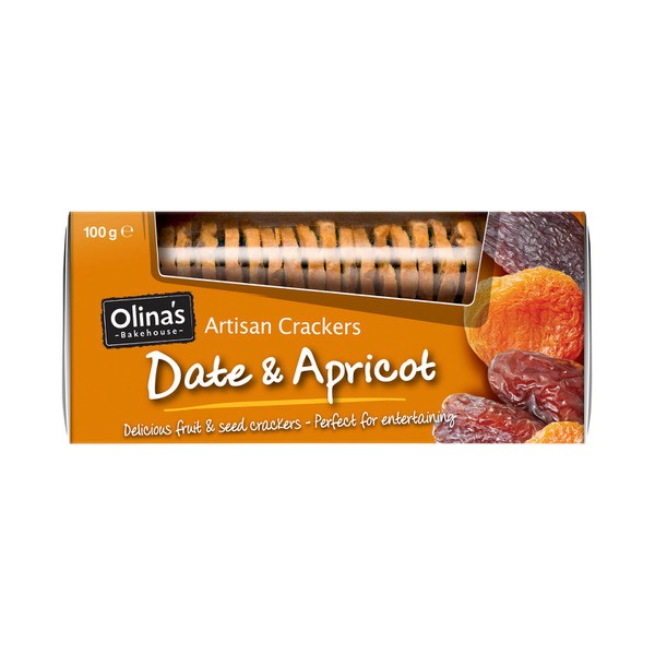 Olina's Artisan Crackers Biscuits Date & Apricot | 100g