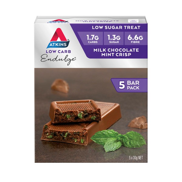 Atkins Low Carb Endulge Bar Milk Chocolate Mint Crisp 5X30g | 150g