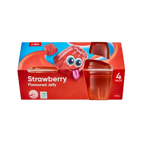 Coles Jelly Cups Strawberry 4 Pack | 500g