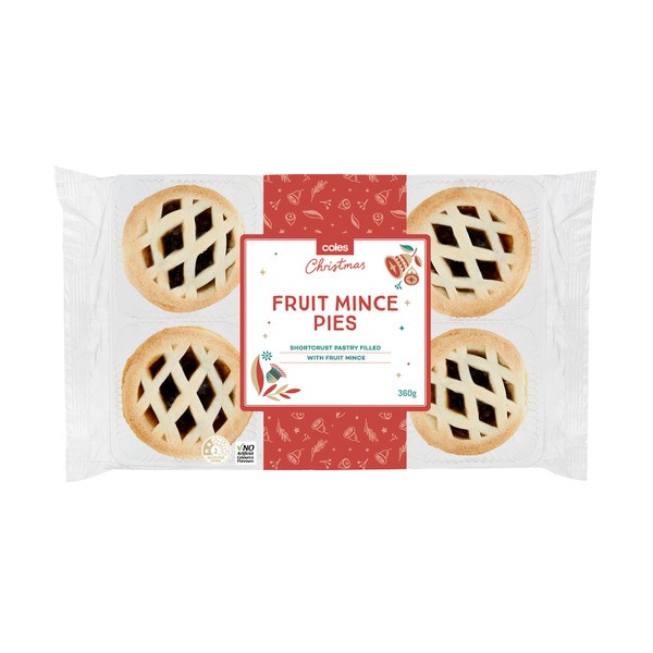 Coles Christmas Fruit Mince Pies 6 Pack | 360g