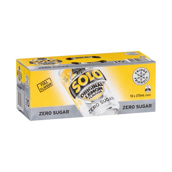 Solo Zero Sugar Original Lemon Soft Drink Cans Multipack 375mL x 10 Pack | 10 pack