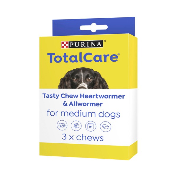Purina Total Care Tasty Heartwormer & All Wormer Medium Dog | 3 pack