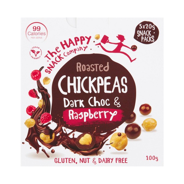 Happy Snack Company Dark Choc & Raspberry Roasted Chickpeas 5 pack | 100g