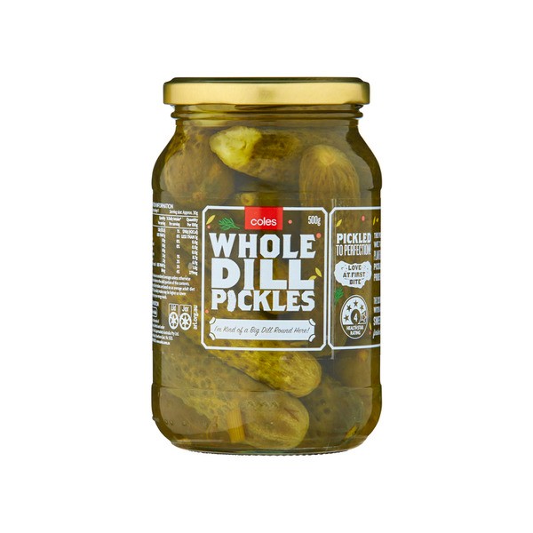 Coles Dill Gherkins Whole | 500g