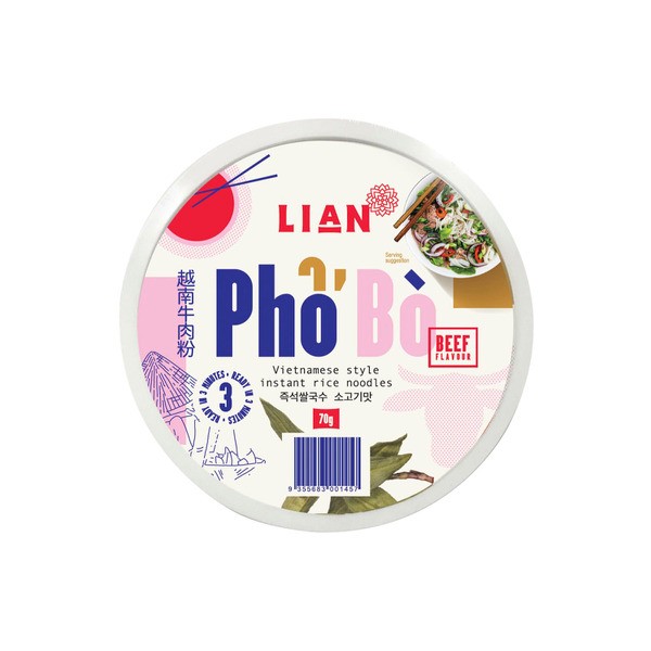Lian Pho Bo Rice Noodles Bowl Beef Flavour | 70g