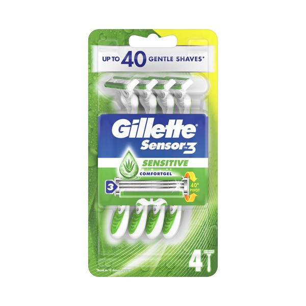 Gillette Sensor 3 Sensitive Disposable Razors | 4 pack