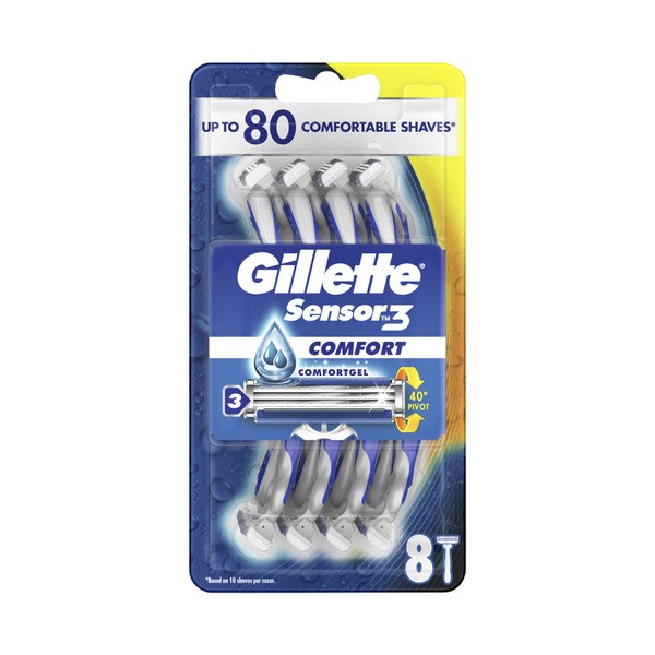 Gillette Sensor 3 Comfort Disposable Razors | 8 pack