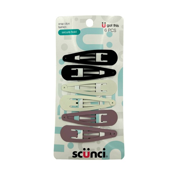 Scunci Snap Clips Large | 6 pack