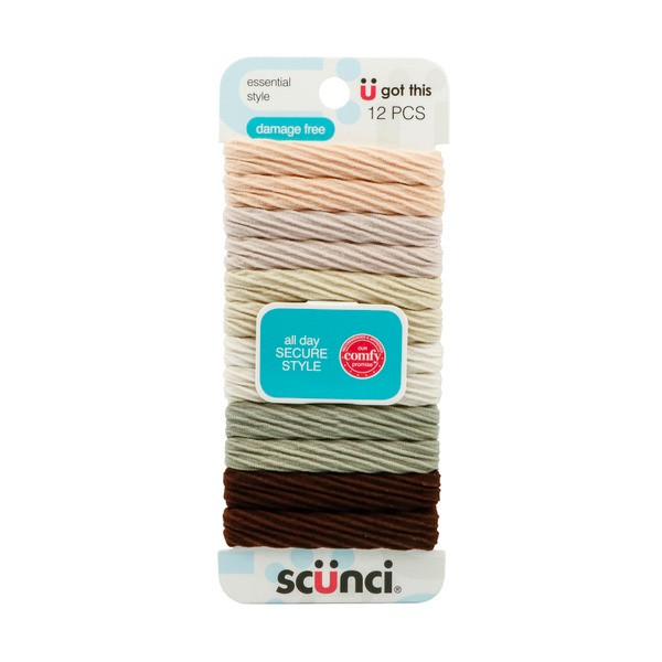 Scunci Comfy Natural Ponytailers 12 pieces | 1 pack