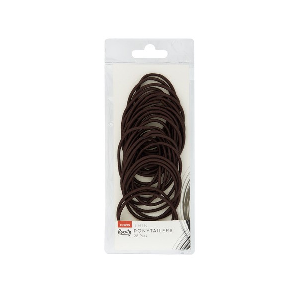 Coles Thin Brown Ponytailers | 28 pack
