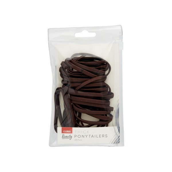 Coles Thick Ponytailers Snagless Brown | 28 pack