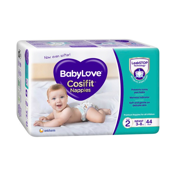 Babylove Cosifit Infnt Nappies Size 2 (3-8Kg) | 44 pack