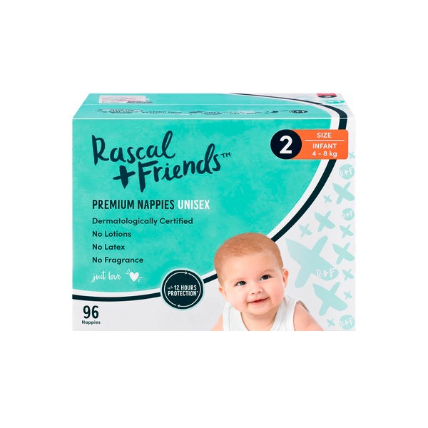 Rascal + Friends Nappies Size 2 Infant Jumbo | 96 pack