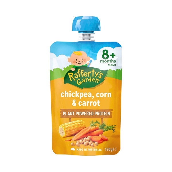 Rafferty's Garden Chickpea Corn & Carrot Baby Food Pouch 8+ Months | 120g