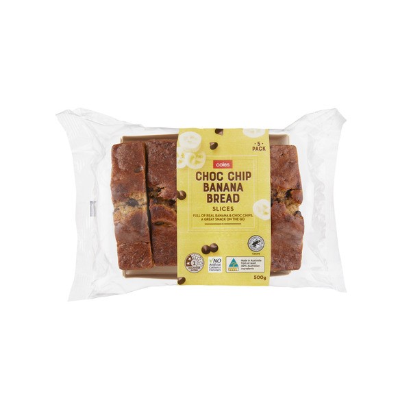 Coles Choc Chip Banana Bread Slices 5 Pack | 500g