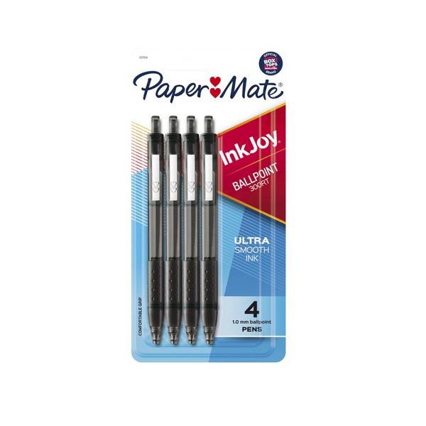 Paper Mate Inkjoy Black Ball Point | 4 pack