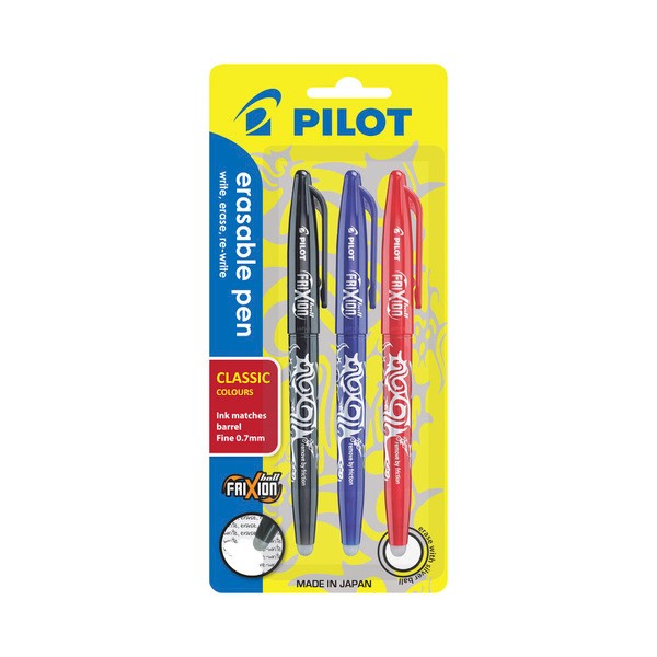 Pilot Frixion Ball Pen Black/Blue/Red  | 3 pack