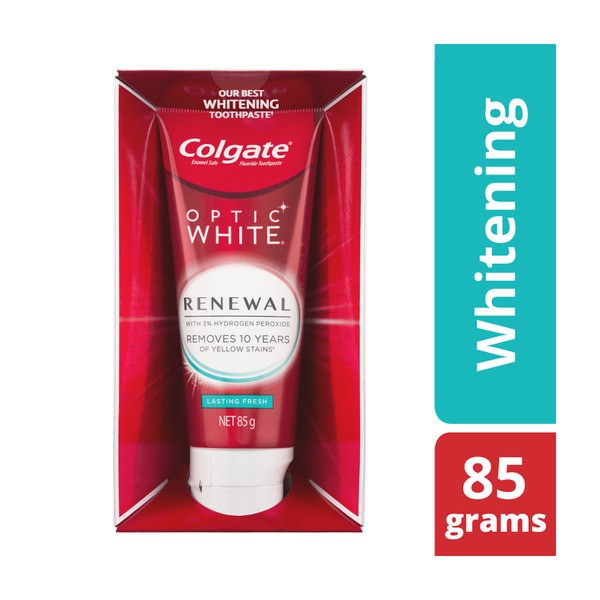 Colgate Optic White ReneWal Lasting Fresh Teeth Whitening Toothpaste With 3% Hydrogen Peroxide | 85g