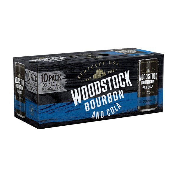 Woodstock Bourbon & Cola 10% Cans 200mL | 10 Pack