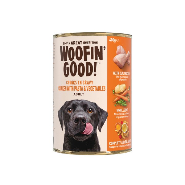 Woofin Good Chunks In Gravy Chicken Pasta & Veg Dog Food | 400g