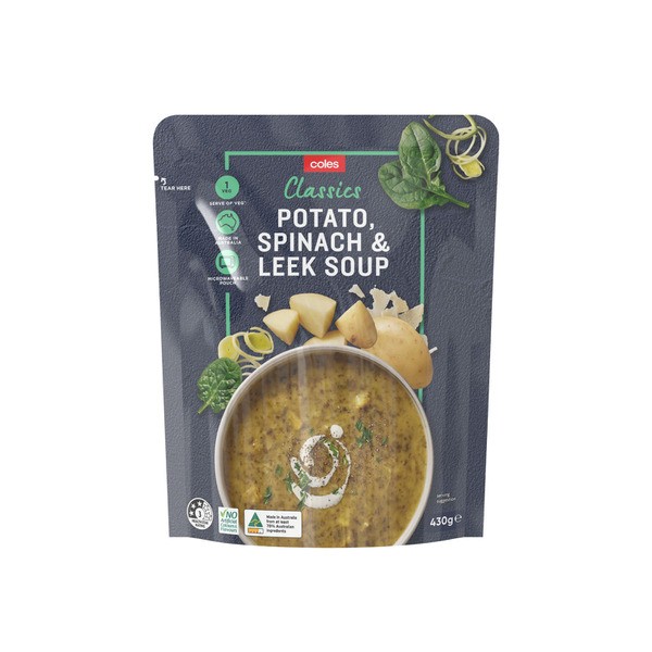 Coles Potato Spinach & Leek Soup Pouch | 430g