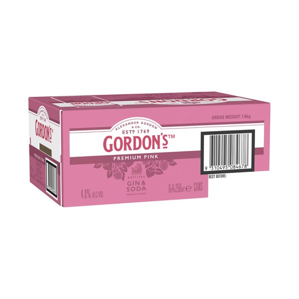 Gordons Pink & Soda Can 250mL | 24 Pack