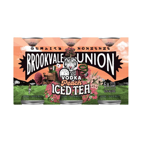 Brookvale Union Vodka Peach Iced Tea Can 330mL | 6 Pack