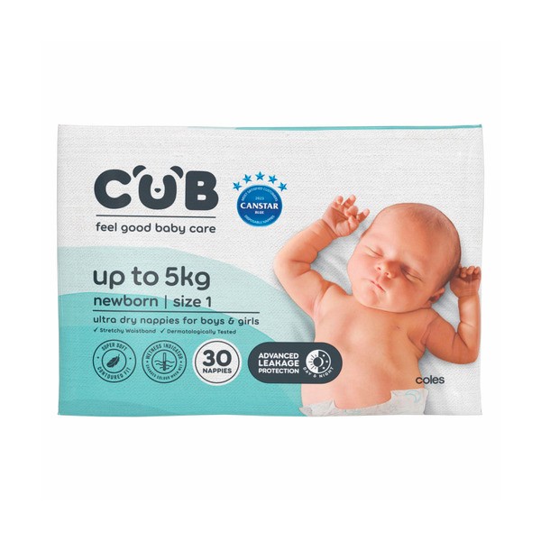 CUB Unisex Newborn Nappies Size 1 | 30 pack